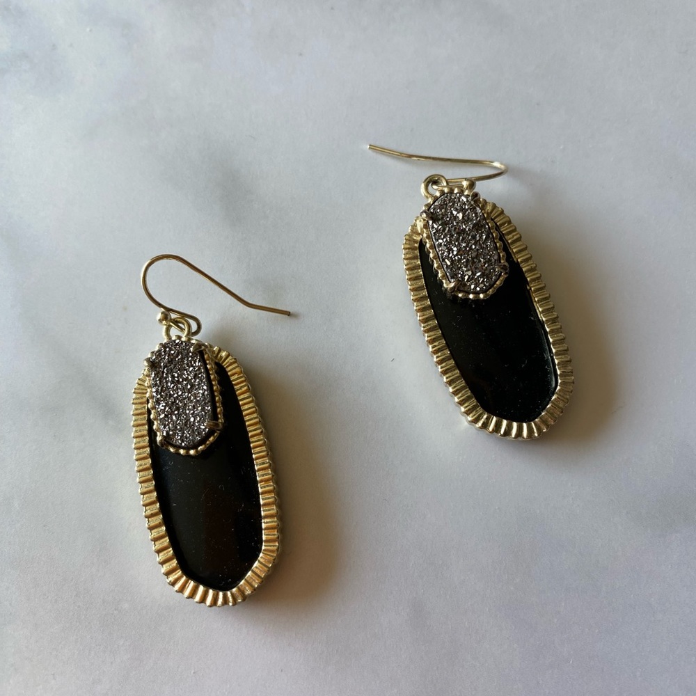 Kendra Scott - RETIRED Elle Layer Drusy Earrings Black/Silver/Gold